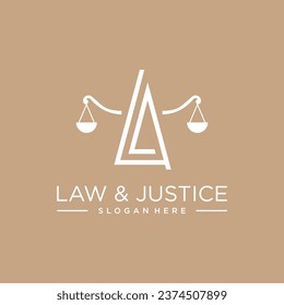 DISEÑO DE LOGOTIPO DE VECTOR DE LEY Y JUSTICIA CON CONCEPTO DE CARTA MODERNA