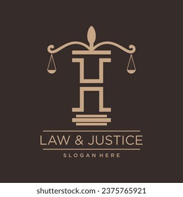 LAW and JUSTICE VECTOR LOGO DESIGN WITH MODERN LETTER CONCEPT