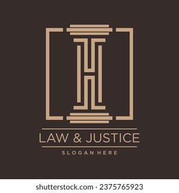 LAW and JUSTICE VECTOR LOGO DESIGN WITH MODERN LETTER CONCEPT