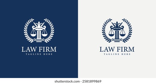 Law King Firm Symbol Logo with Scales of Justice