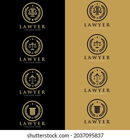 Law and lawyer logo. Vector set of vintage labels, logotype and monogram templates