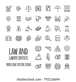 Law And Lawyer Services Icons Set For Web Design, Mobile App, Graphic Design For Your Design