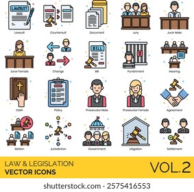 Law and Legislation Illustration vector icons