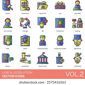 Law and Legislation Illustration vector icons