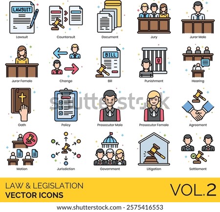Law and Legislation Illustration vector icons