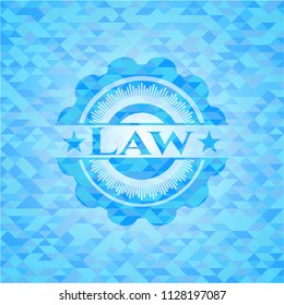 Law light blue emblem with mosaic background