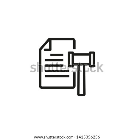 Law line icon. Document, gavel, sentence. Investigation report concept. Can be used for topics like legislation, punishment, justice