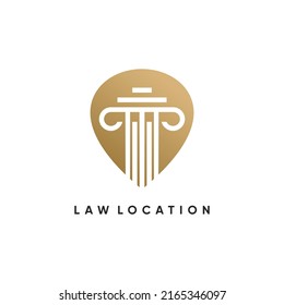 Vector de icono de ubicación de ley con diseño de logotipo de concepto de elemento moderno Vector Premium