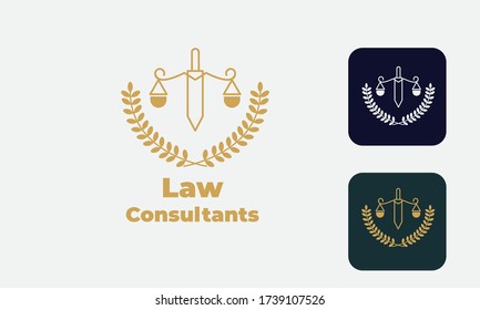 law logo can be used for law consultants -justice -royal law - law firm - lawyer, lawyer office,notary ,hammer  - attorney with modern style , with cream color, white, blue and save with EPS 10 Vector