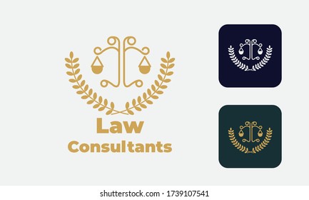 law logo can be used for law consultants -justice -royal law - law firm - lawyer, lawyer office,notary ,hammer  - attorney with modern style , with cream color, white, blue and save with EPS 10 Vector