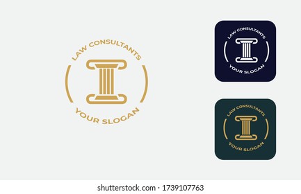 law logo can be used for law consultants -justice -royal law - law firm - lawyer, lawyer office,notary ,hammer  - attorney with modern style , with cream color, white, blue and save with EPS 10 Vector