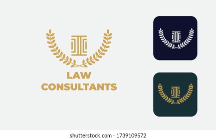 law logo can be used for law consultants -justice -royal law - law firm - lawyer, lawyer office, notary, hammer - an attorney with modern style, with cream color, white, blue