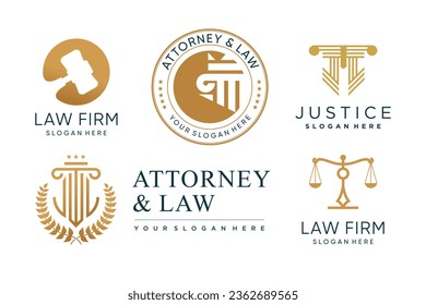 Law logo collection with creative element concept Premium Vector