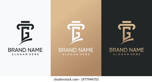 Law logo combined with initial letter G. Inspiration, illustration logo for business