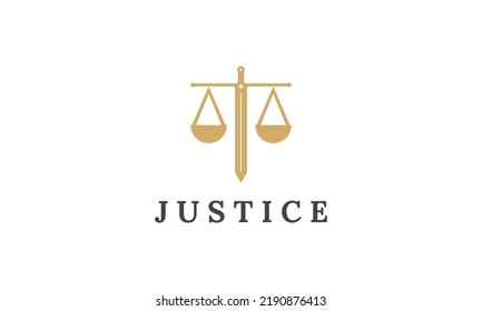 Law Logo Design , Combination Of Sword And Scales Of Justice ,Vector Template