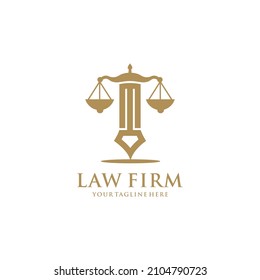 Law logo design concept Premium Vector