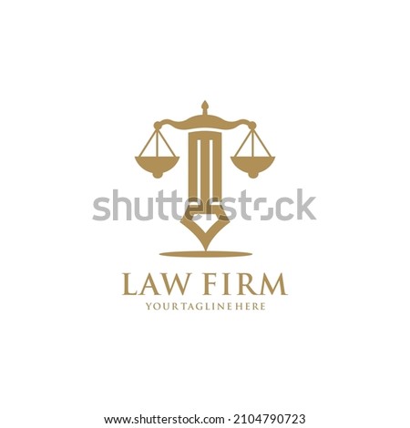 Law logo design concept Premium Vector