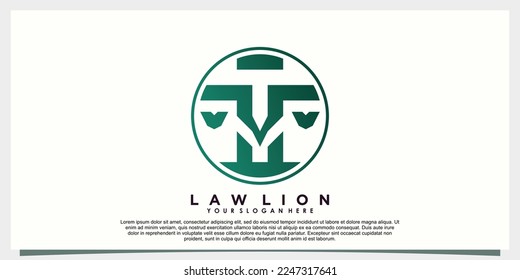 law logo design with lion head creative concept