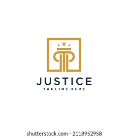 Diseño del logotipo de la ley con concepto simple y fresco Vector Premium