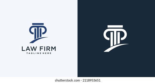 Diseño del logotipo de la ley con concepto simple y fresco Vector Premium