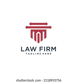Diseño del logotipo de la ley con concepto simple y fresco Vector Premium