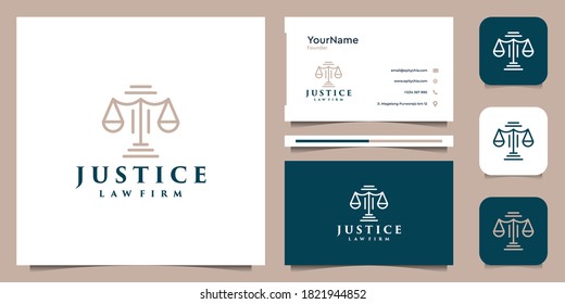Law logo illustration vector graphics design in line art style. Good for lawyer, justice, law firm, icon, brand, advertising, and business card