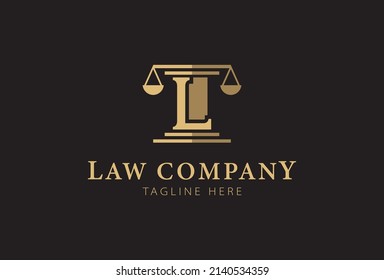 Law logo, letter L with scale combination, vector illustration