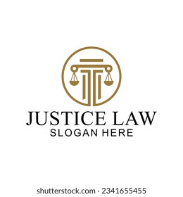 law logo with pillars of justice symbol concept, creative premium of lawyer and law office