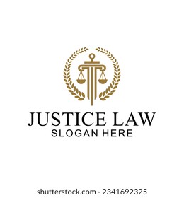 law logo with pillars of justice symbol concept, creative premium of lawyer and law office