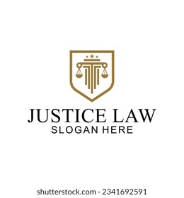 law logo with pillars of justice symbol concept, creative premium of lawyer and law office