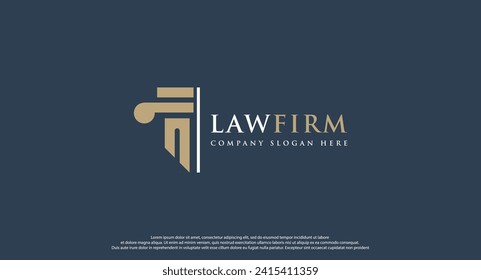 law logo with pillars of justice symbol concept, creative premium of lawyer and law office