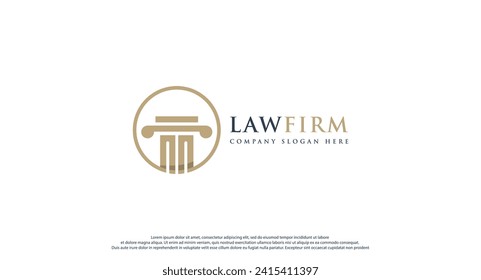 law logo with pillars of justice symbol concept, creative premium of lawyer and law office