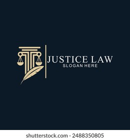 law logo with pillars of justice symbol concept, creative premium of lawyer and law office