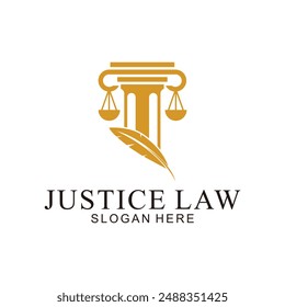 law logo with pillars of justice symbol concept, creative premium of lawyer and law office