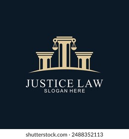 law logo with pillars of justice symbol concept, creative premium of lawyer and law office