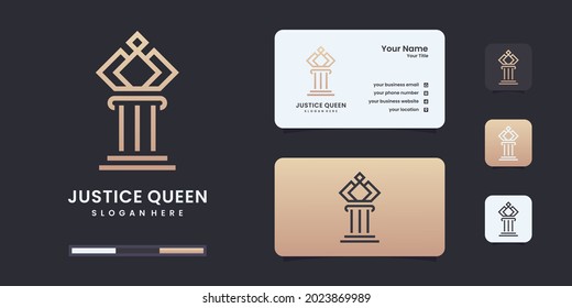 Law logo , queen of justice logo design template.