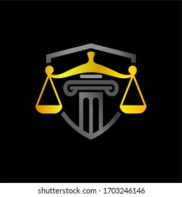 Law Logo Shield Scale and Pillar Symbol