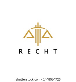 law logo simple line balance icon vector with gold color company abstract design template