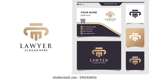 Law logo template and business card design. Elegant lawyer logo Premium Vector