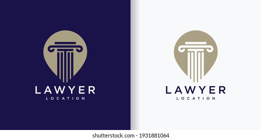 Design des Law-Logos mit kreativem, modernem Standortkonzept
