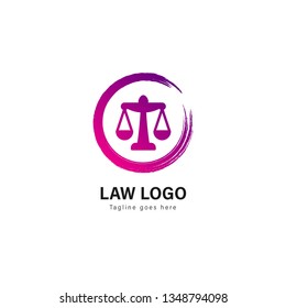 Diseño de la plantilla del logotipo de la ley. Logo de la ley con marco moderno aislado de fondo blanco