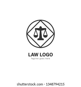 Law logo template design. Law logo with modern frame isolated on white background
