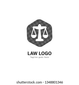 Law logo template design. Law logo with modern frame isolated on white background
