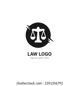 Law logo template design. Law logo with modern frame isolated on white background