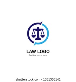 Law logo template design. Law logo with modern frame isolated on white background