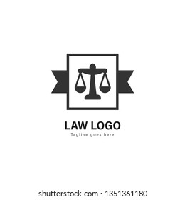 Law logo template design. Law logo with modern frame isolated on white background