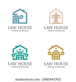 Diseño vectorial de logo legal con icono de casa y estilo creativo moderno