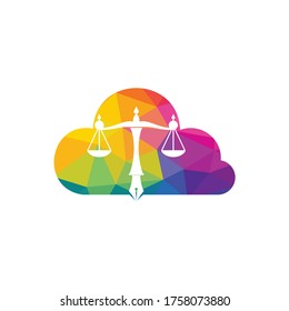 Law logo vector with judicial balance symbolic of justice scale in a pen nib. Logo vector for law, court, justice services and firms.