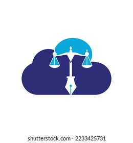 Law logo vector with judicial balance symbolic of justice scale in a pen nib. Logo vector for law, court, justice services and firms. 