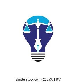 Law logo vector with judicial balance symbolic of justice scale in a pen nib. Logo vector for law, court, justice services and firms. 